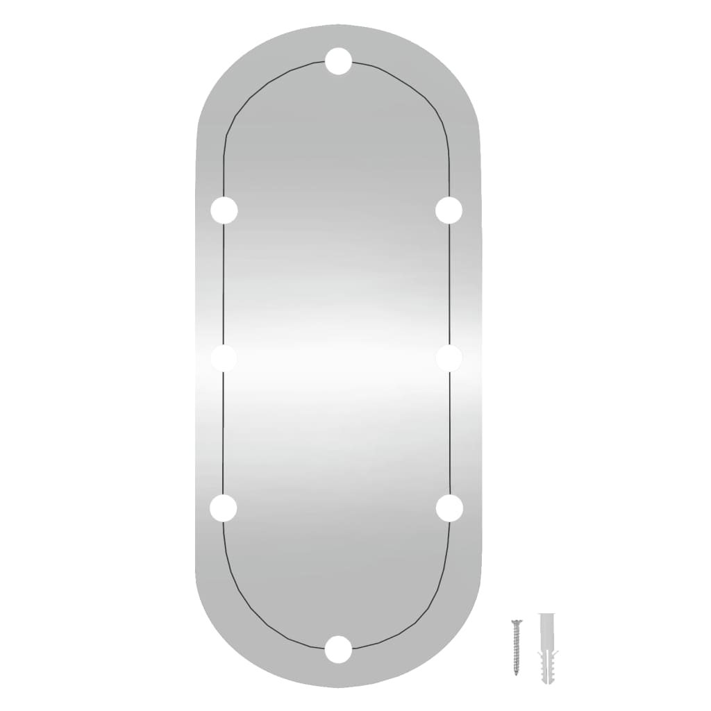 vidaXL Stensko ogledalo z LED lučkami 45x100 cm stekleno ovalno