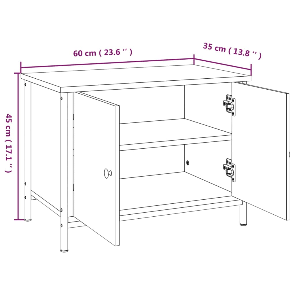 vidaXL TV omarica z vrati črna 60x35x45 cm inženirski les