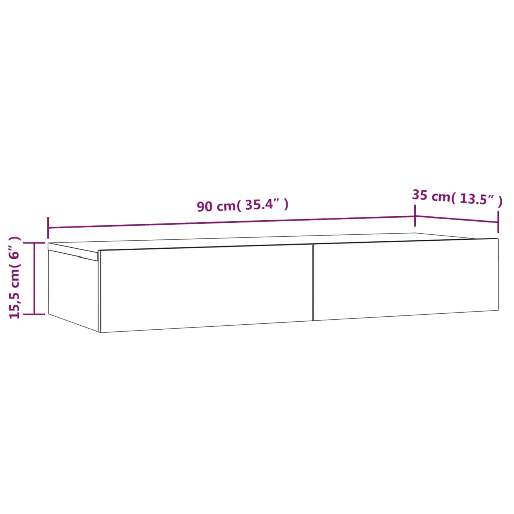 vidaXL TV omarica z LED lučkami visok sijaj siva 90x35x15,5 cm