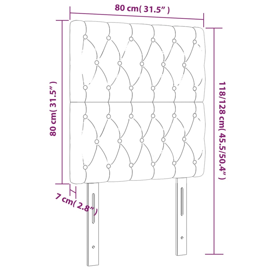 vidaXL Posteljno vzglavje 2 kosa temno rjavo 80x7x78/88 cm blago