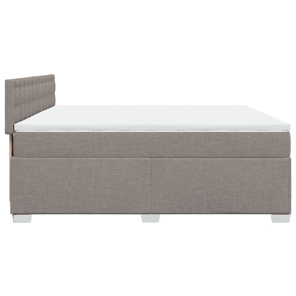 vidaXL Box spring postelja z vzmetnico taupe 200x200 cm blago