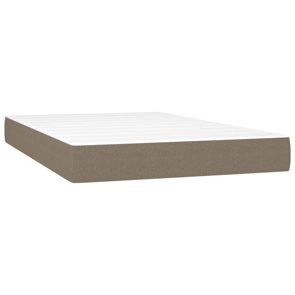 vidaXL Box spring postelja z vzmetnico taupe 120x200 cm blago