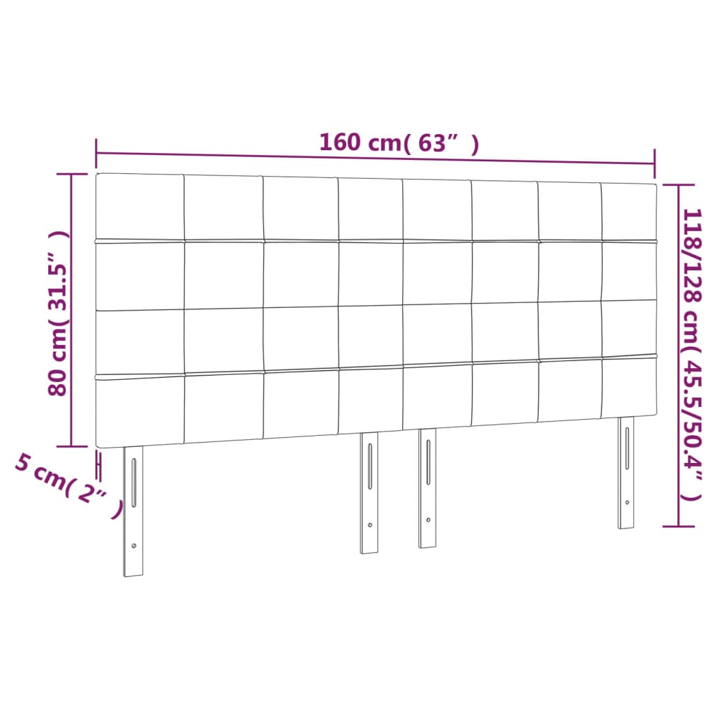 vidaXL LED posteljno vzglavje taupe 160x5x118/128 cm blago