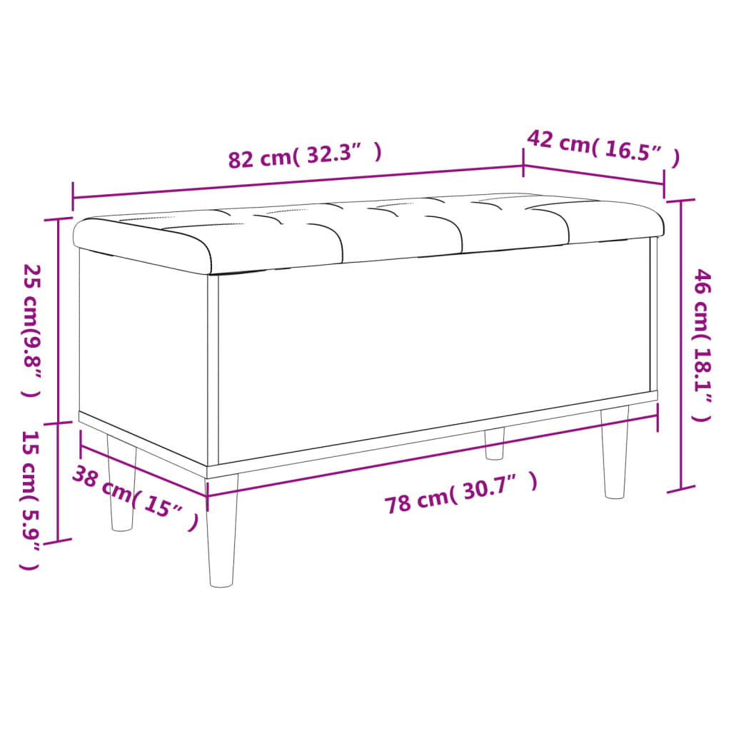 vidaXL Klop za shranjevanje siva sonoma 82x42x46 cm inženirski les