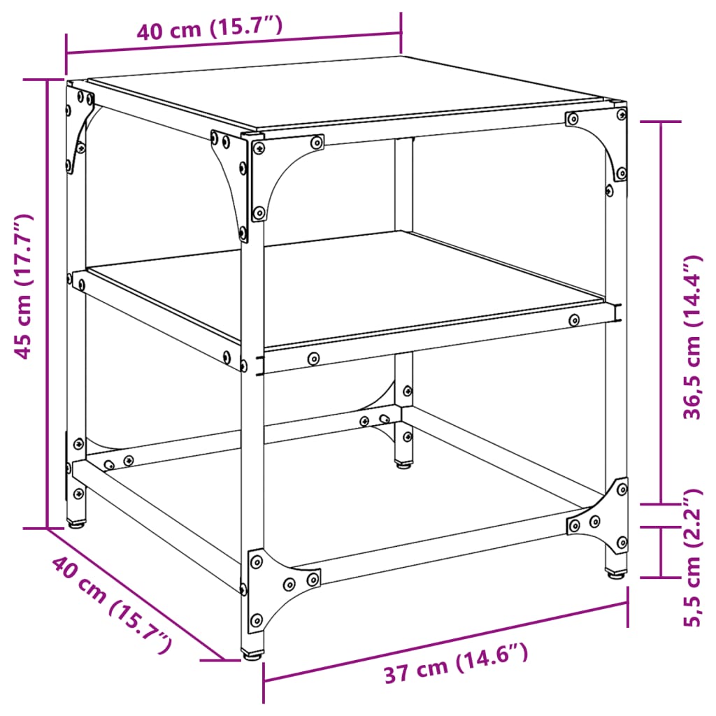 vidaXL Klubske mizice s črno stekleno površino 2 kos 40x40x45 cm jeklo