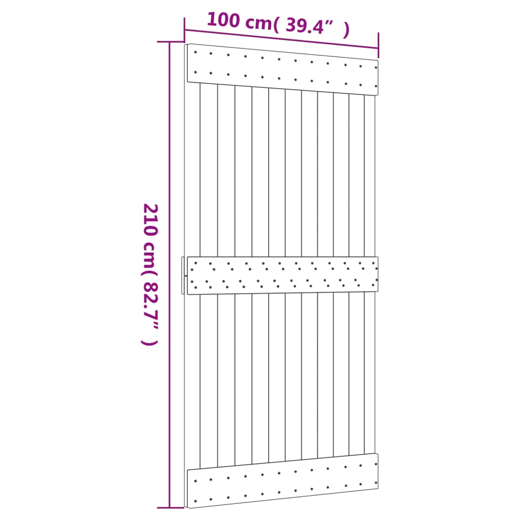 vidaXL Drsna vrata s kompletom vodil 100x210 cm trdna borovina