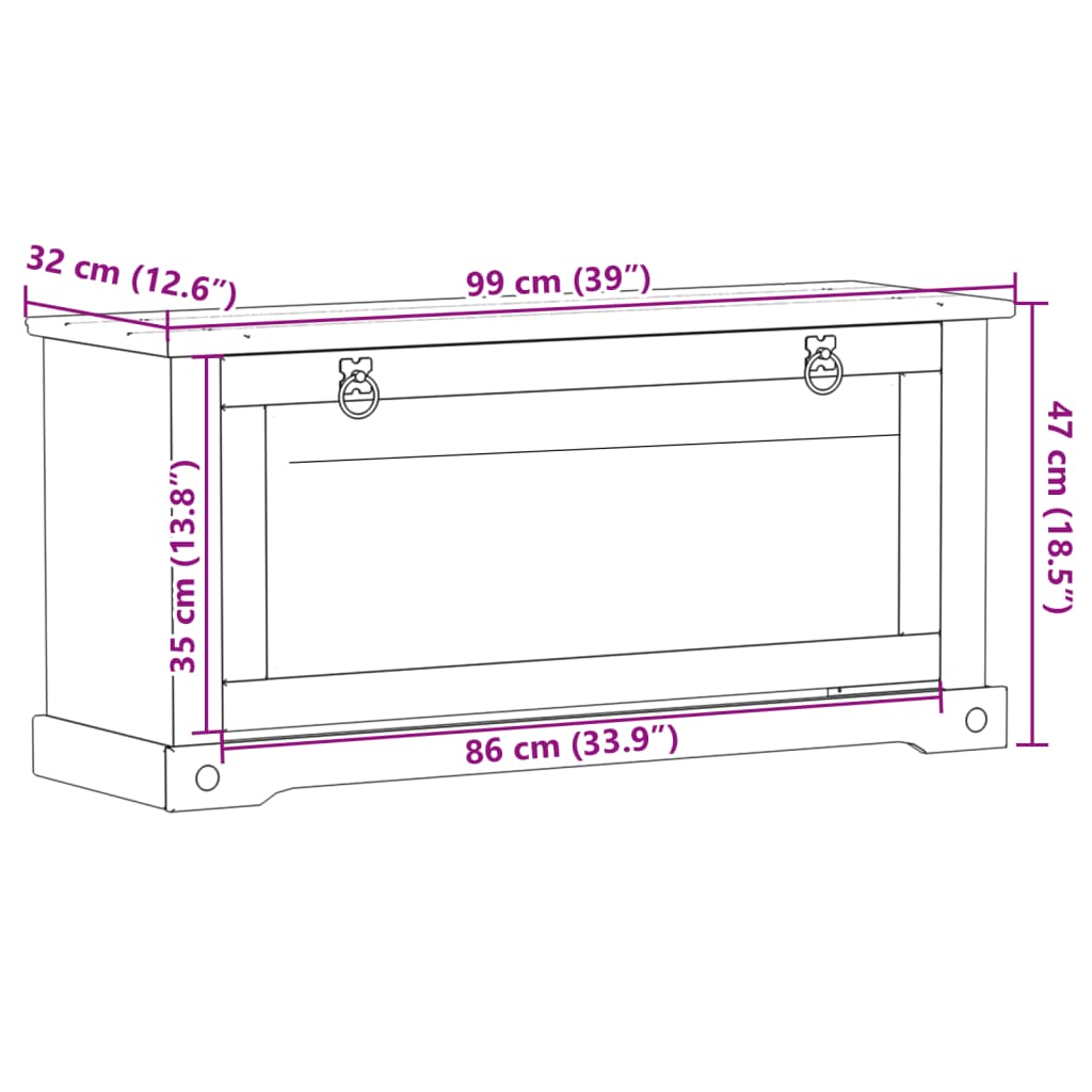 vidaXL Omara za čevlje Corona 99x32x47 cm trdna borovina