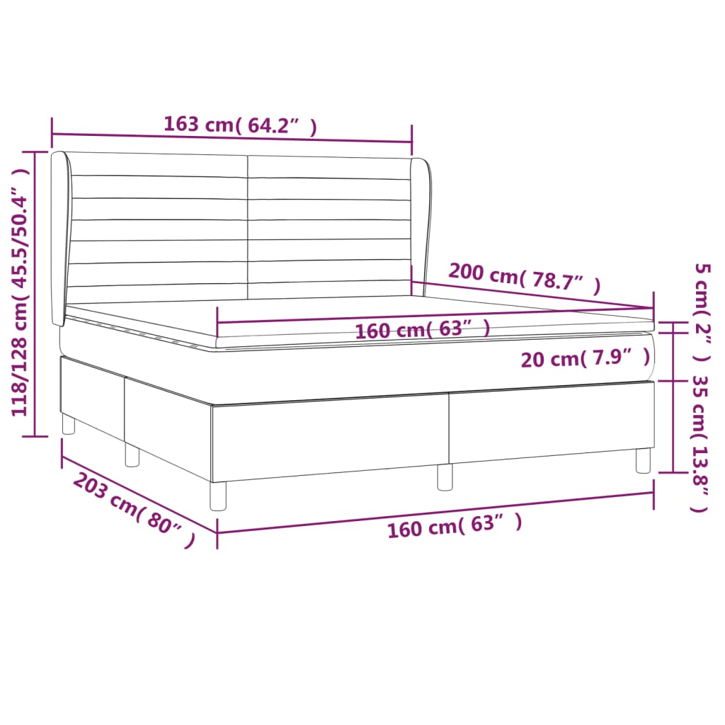 vidaXL Box spring postelja z vzmetnico krem 160x200 cm blago