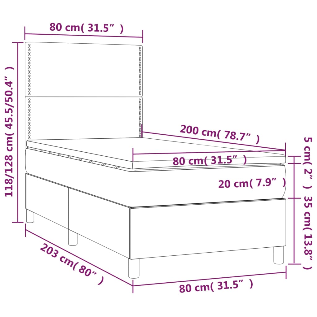 vidaXL Box spring postelja z vzmetnico črna 80x200 cm umetno usnje