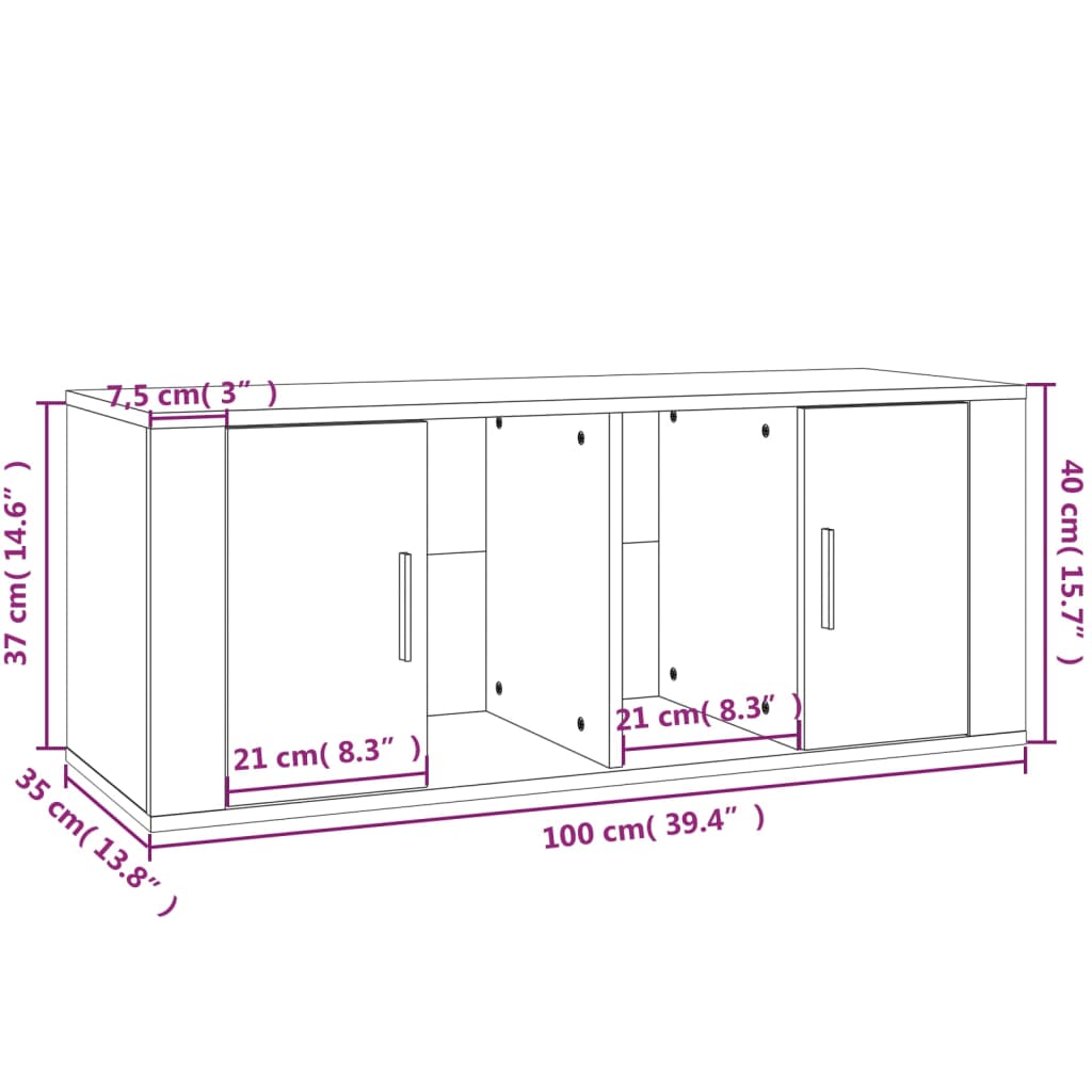 vidaXL TV omarica siva sonoma 100x35x40 cm inženirski les