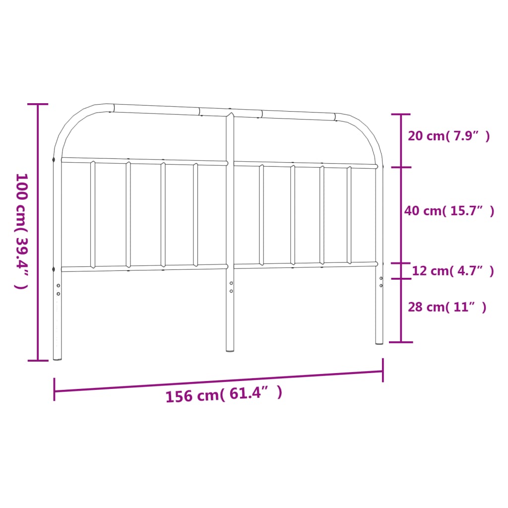 vidaXL Kovinsko vzglavje belo 150 cm