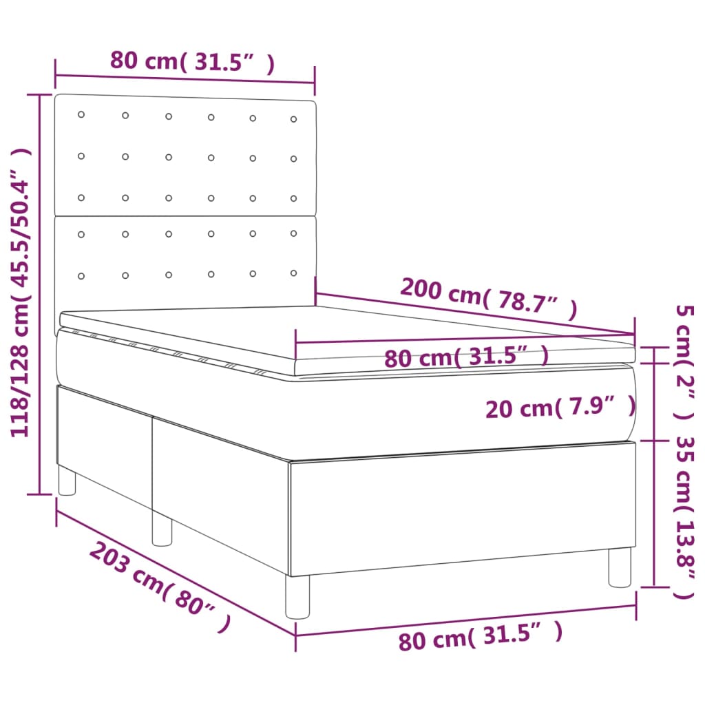 vidaXL Box spring postelja z vzmetnico kapučino 80x200 cm umetno usnje