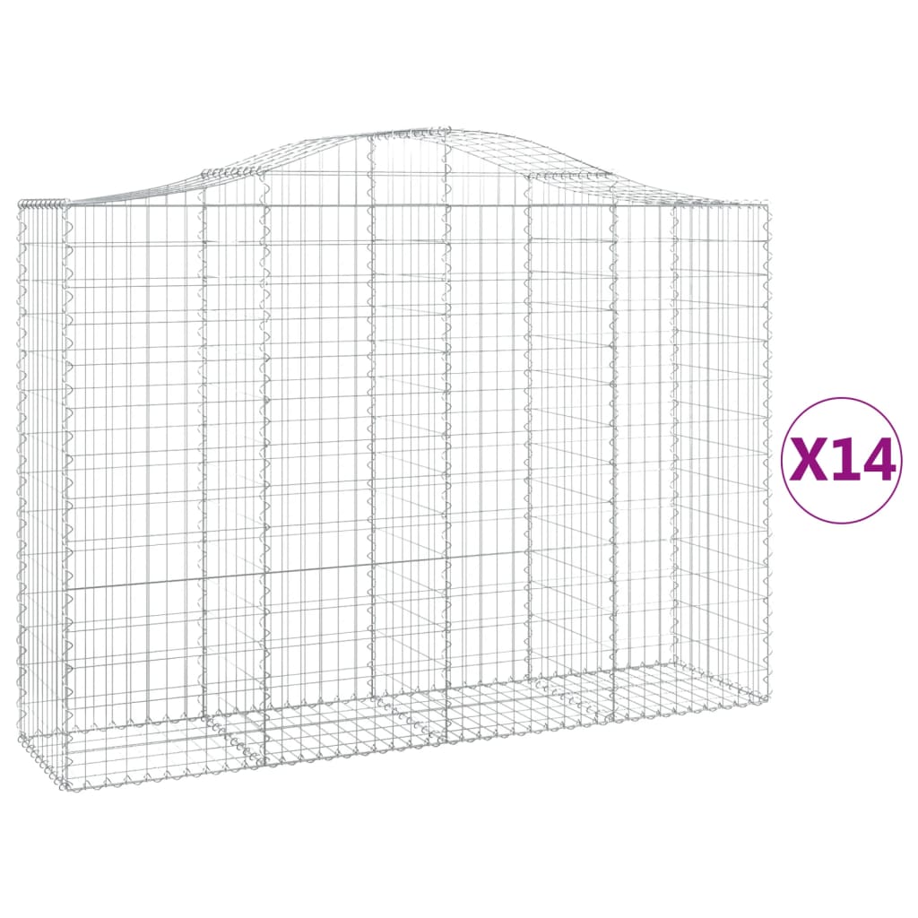 vidaXL Obokane gabion košare 14kosi 200x50x140/160 cm pocinkano železo