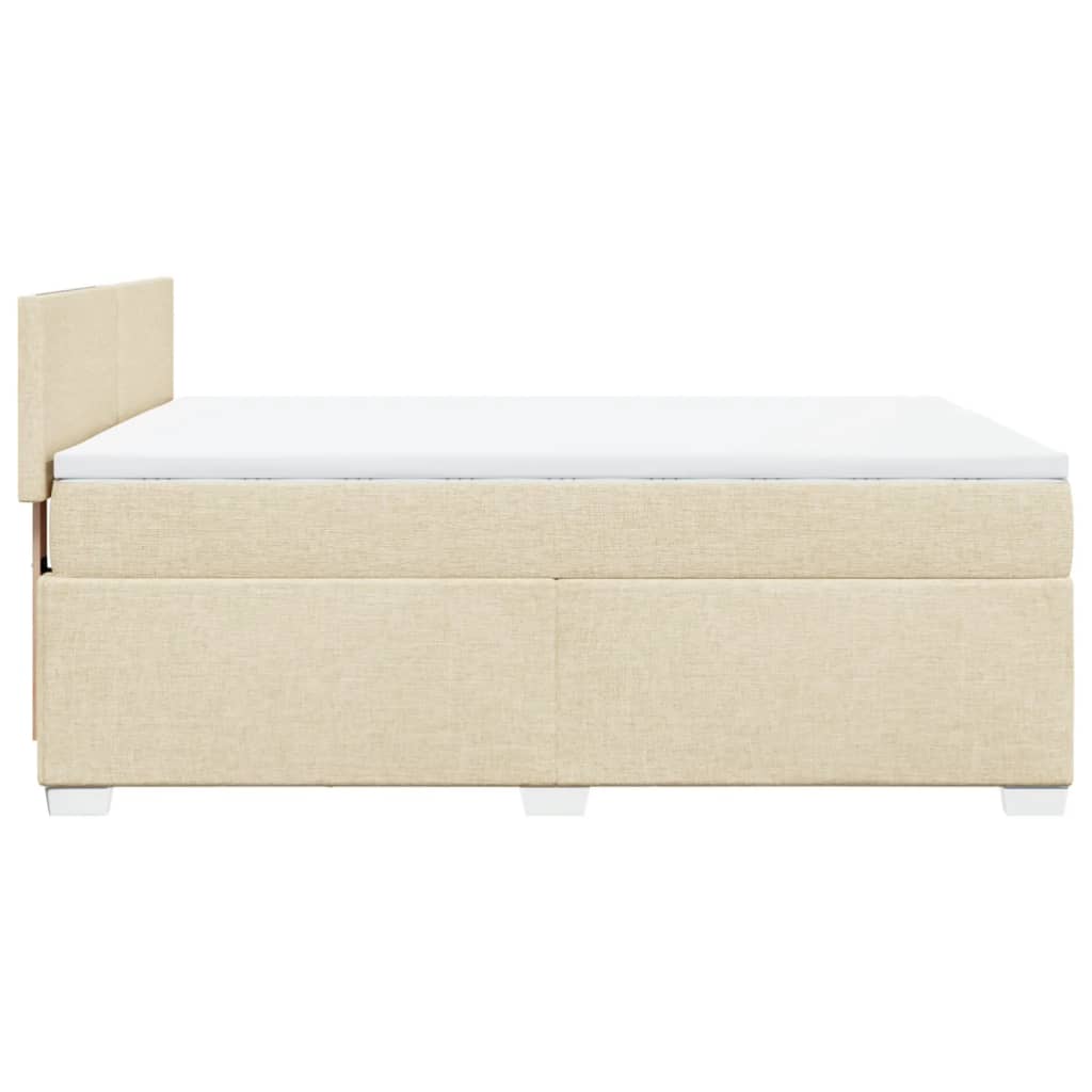 vidaXL Box spring postelja z vzmetnico krem 160x200 cm blago