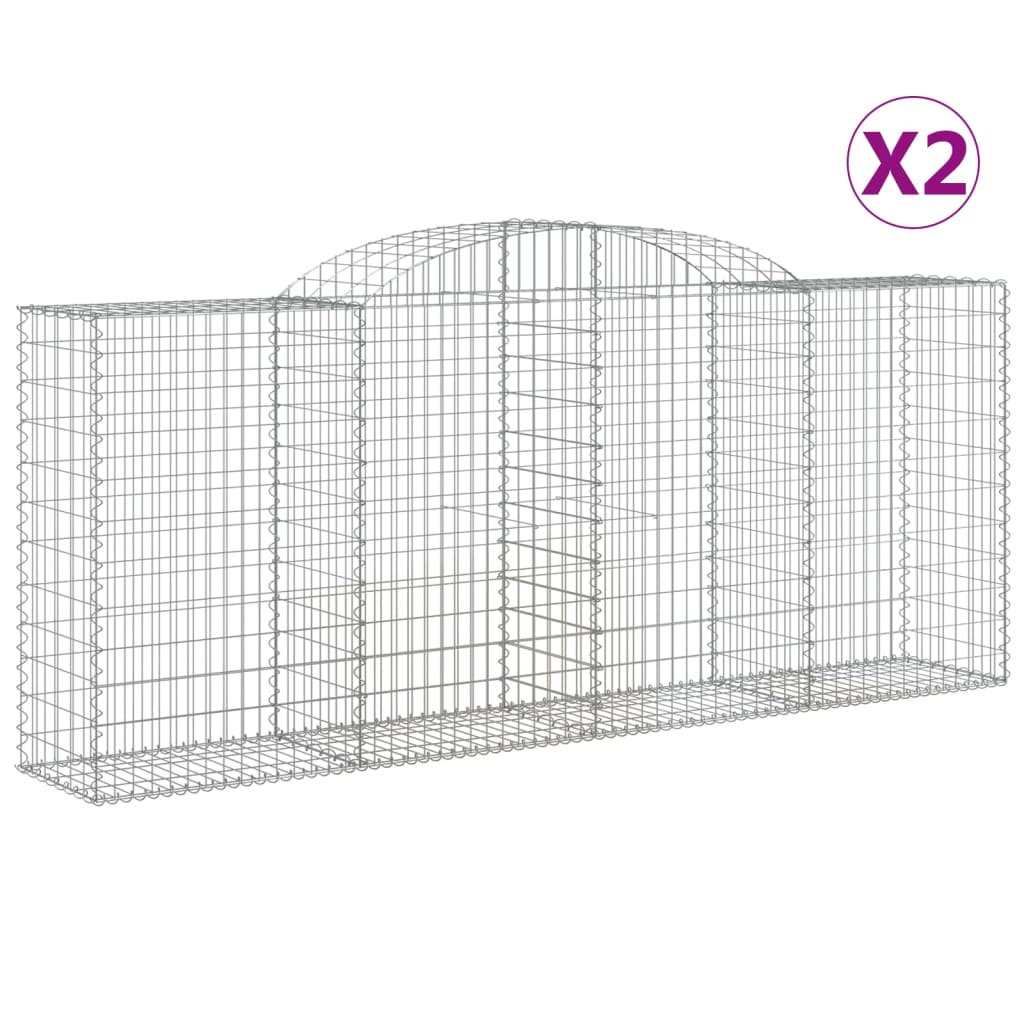 vidaXL Obokane gabion košare 2 kosa 300x50x120/140 cm pocinkano železo