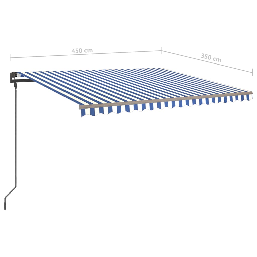 vidaXL Ročno zložljiva tenda z LED lučkami 4,5x3,5 m modra in bela