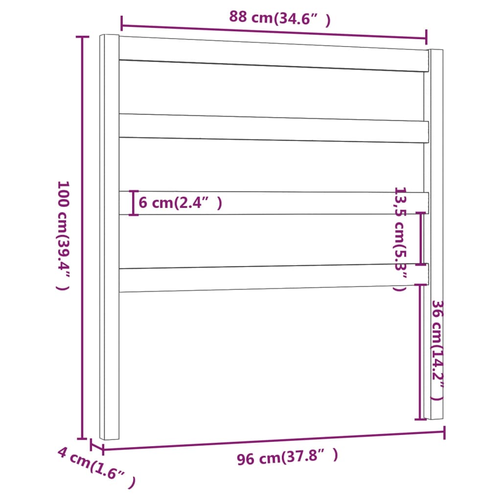 vidaXL Posteljno vzglavje 96x4x100 cm trdna borovina