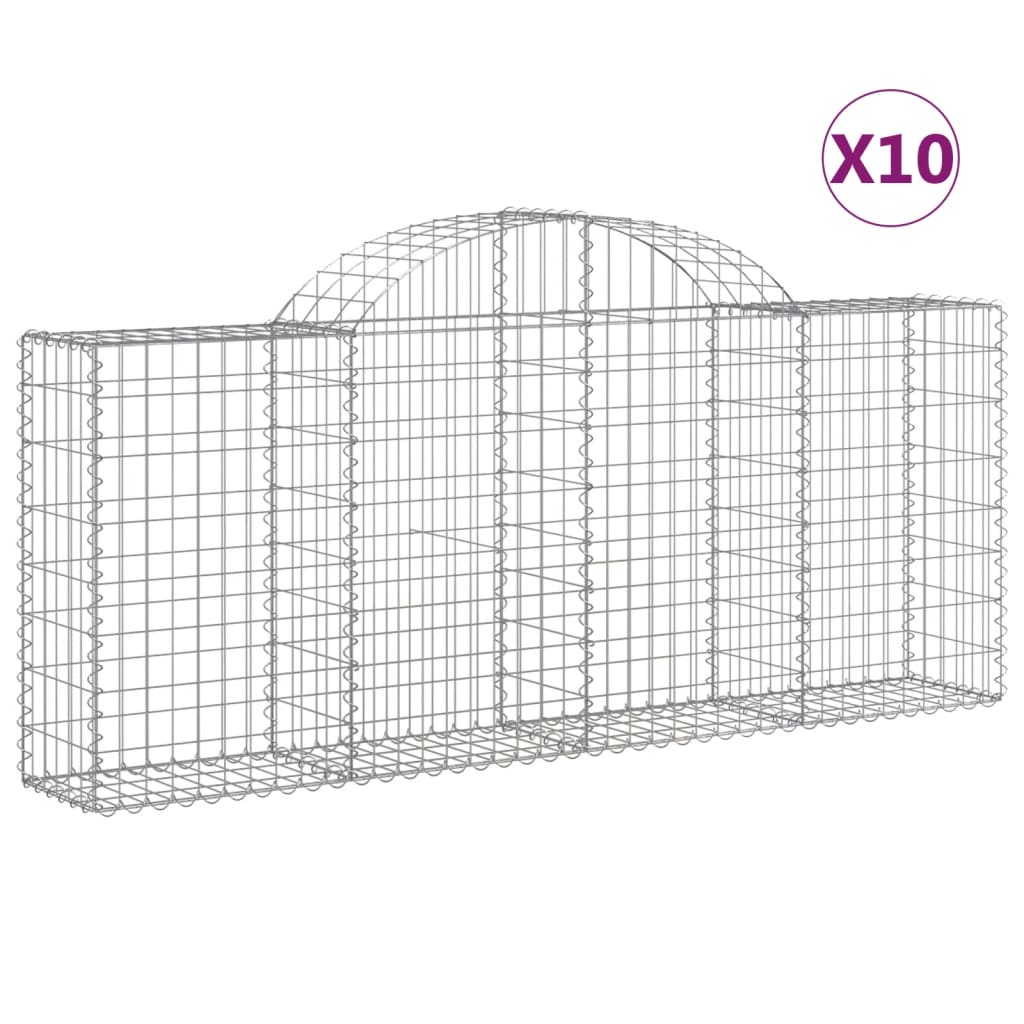 vidaXL Obokane gabion košare 10 kosov 200x30x80/100 cm cinkano železo