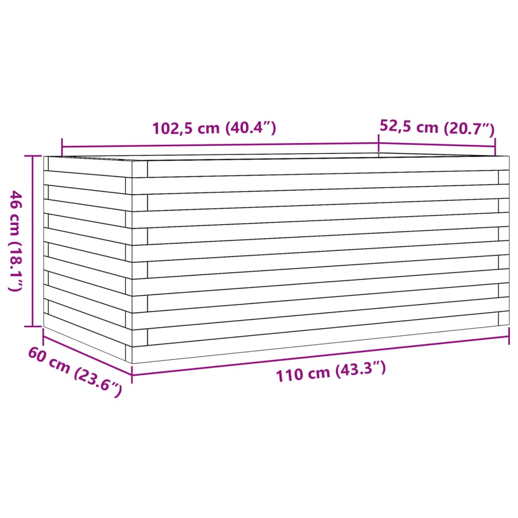 vidaXL Vrtno cvetlično korito 110x60x46 cm trden les douglas