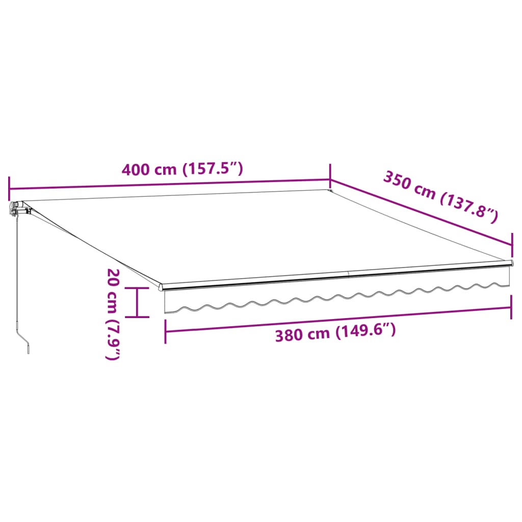 vidaXL Ročno zložljiva tenda rjava 400x350 cm