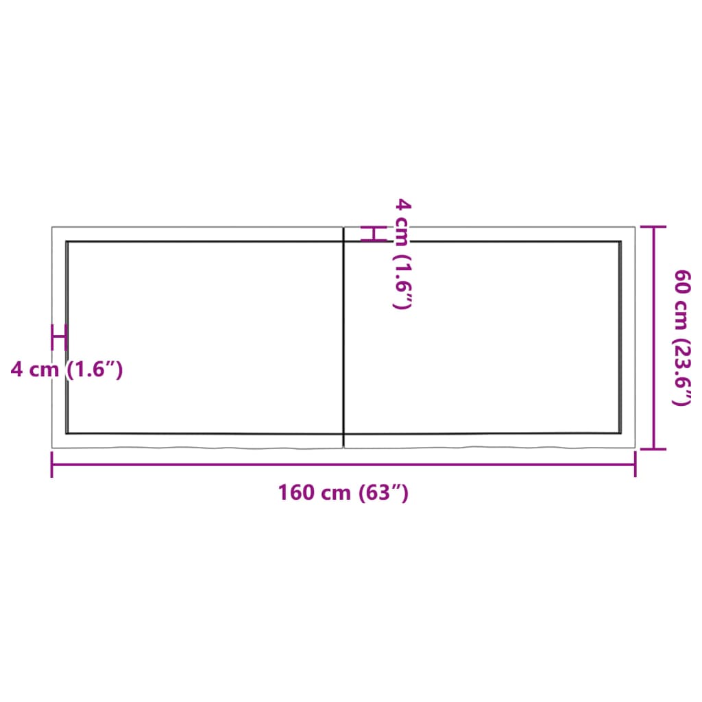 vidaXL Mizna plošča rjav 160x60x(2-6)cm obdelana trdna hrastovina