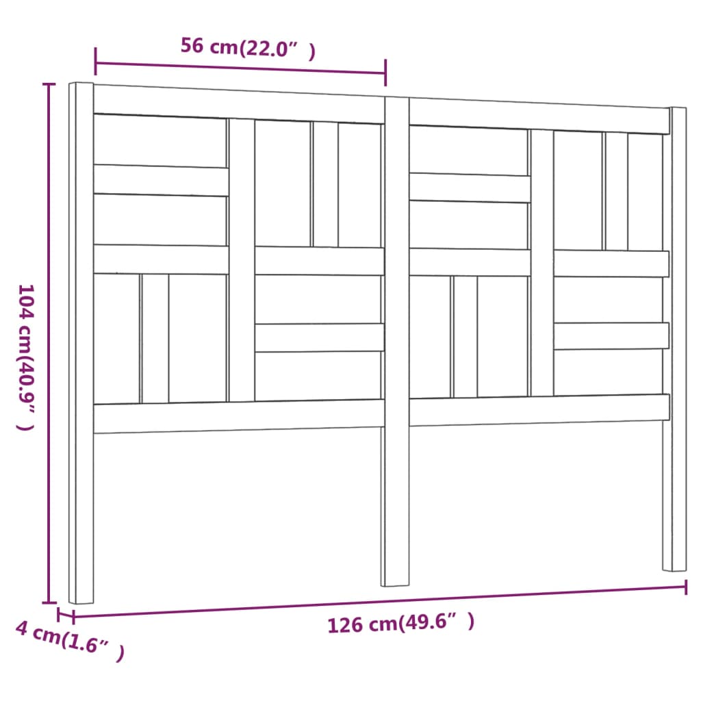 vidaXL Posteljno vzglavje sivo 126x4x104 cm trdna borovina