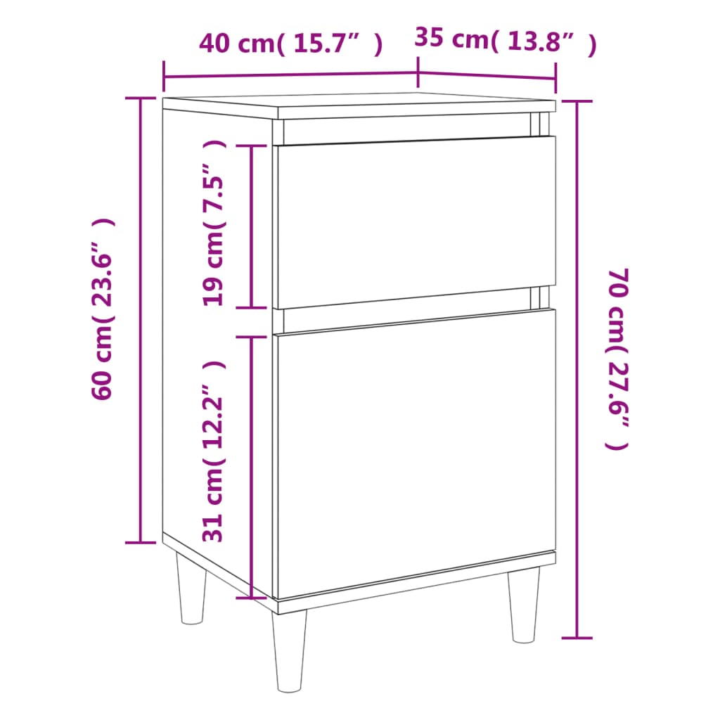 vidaXL Nočne omarice 2 kosa dimljen hrast 40x35x70 cm