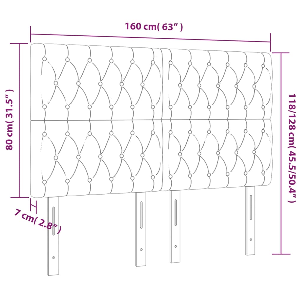 vidaXL LED posteljno vzglavje črno 160x7x118/128 cm blago