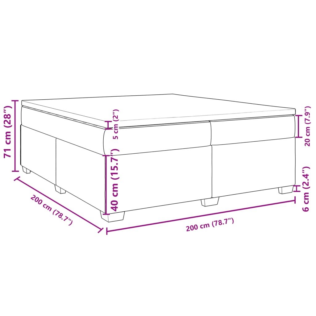 vidaXL Box spring postelja z vzmetnico temno zelena 200x200 cm žamet