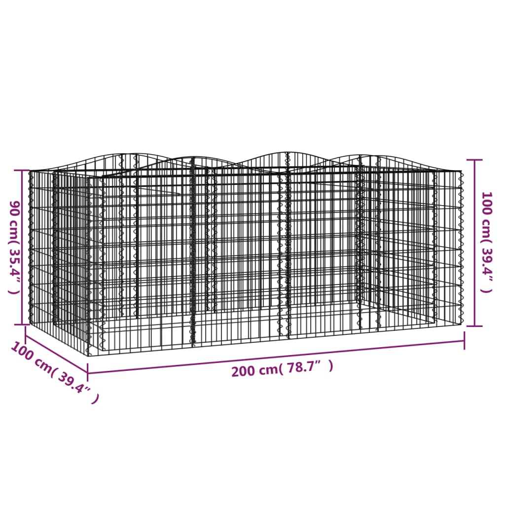 vidaXL Obokana gabionska visoka greda 200x100x100 cm pocinkano železo