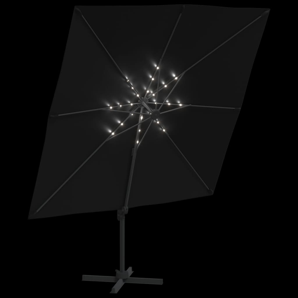 vidaXL LED vrtni senčnik črn 400×300 cm