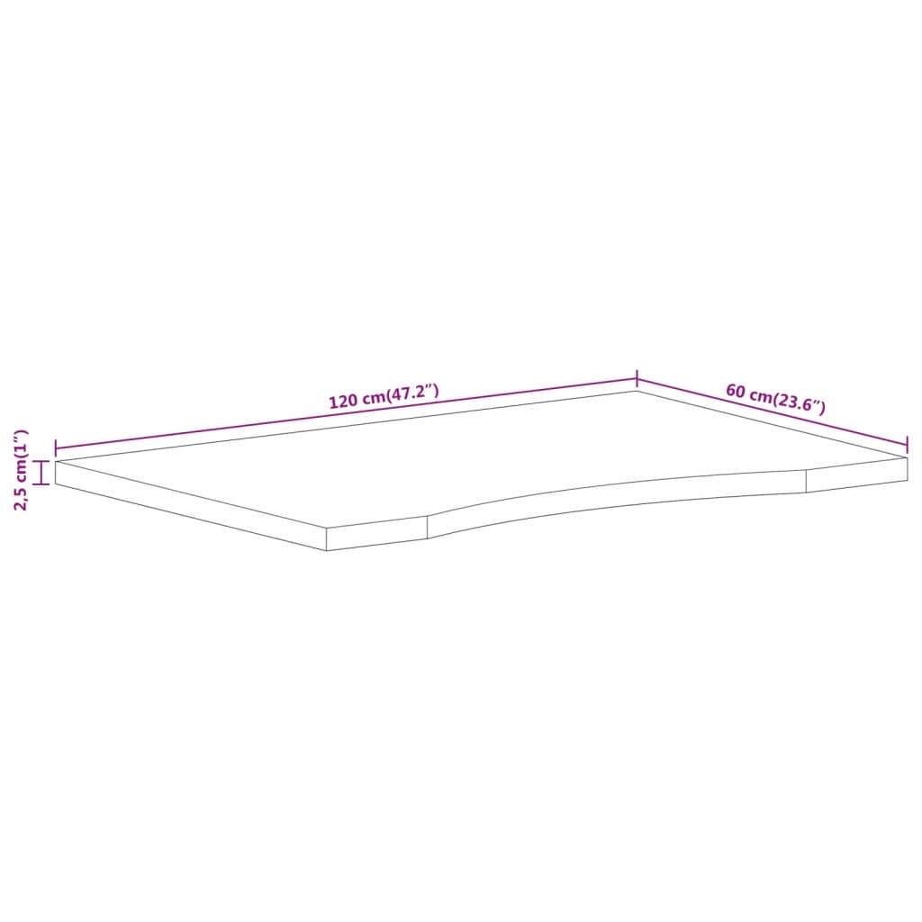 vidaXL Mizna plošča ukrivljena 120x60x2,5 cm trden mangov les