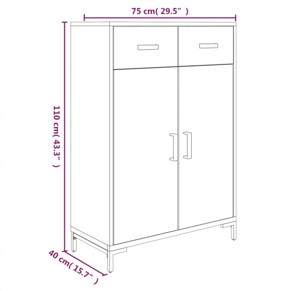 vidaXL Regal za čevlje črn 75x40x110 cm trdna borovina