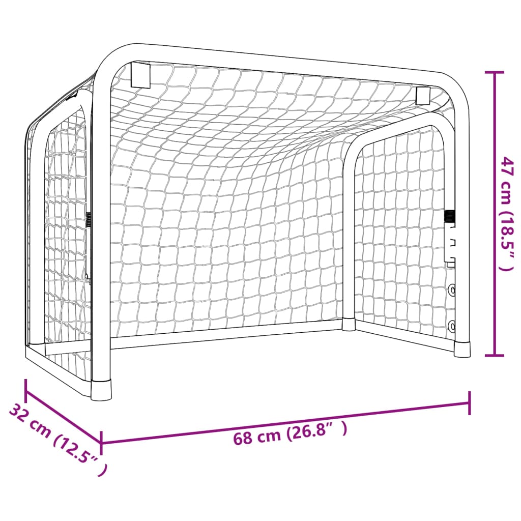 vidaXL Gol za hokej z mrežo rdeč in črn 68x32x47 cm jeklo in poliester