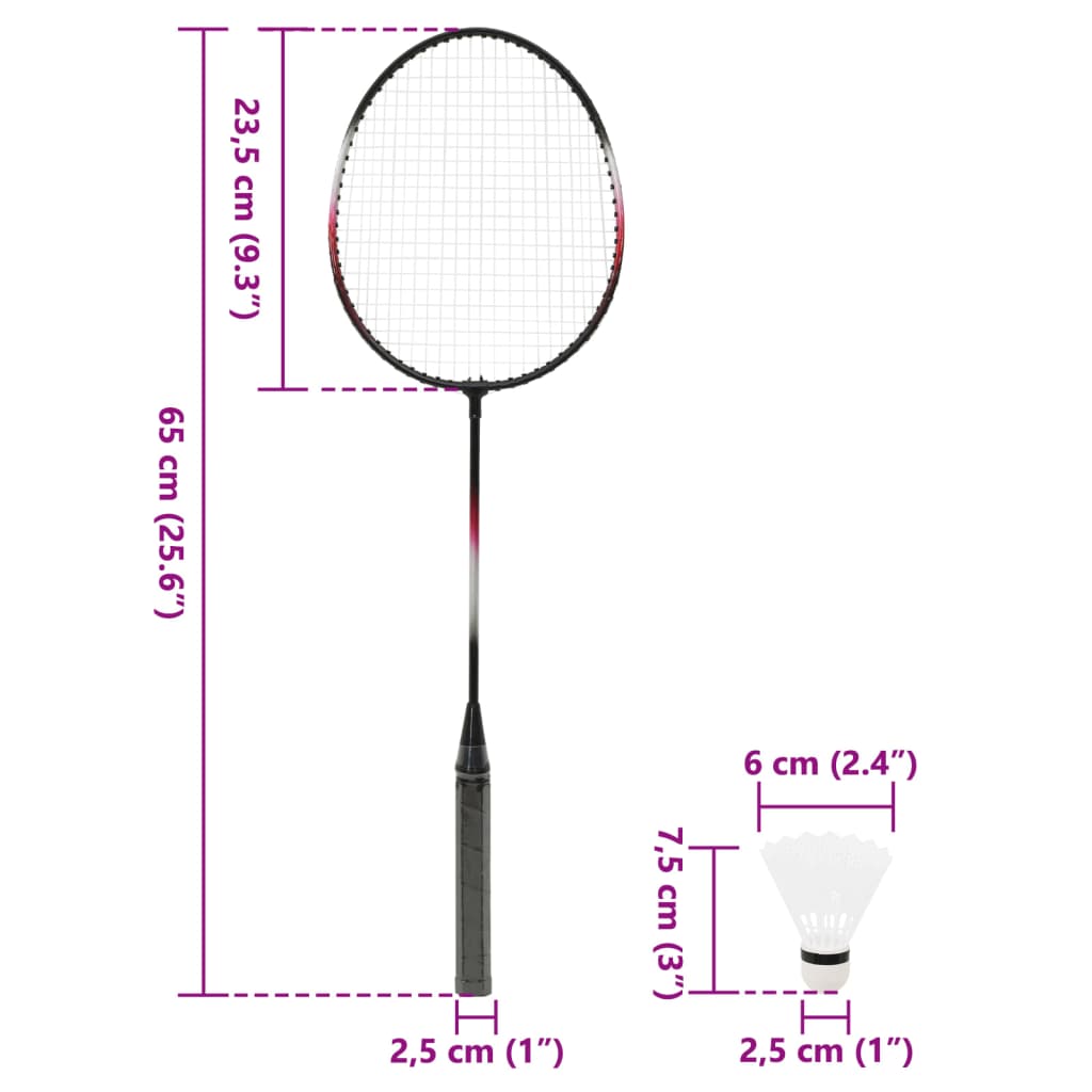 vidaXL Badminton set z 2 loparjema, mrežo in shranjevalno torbo