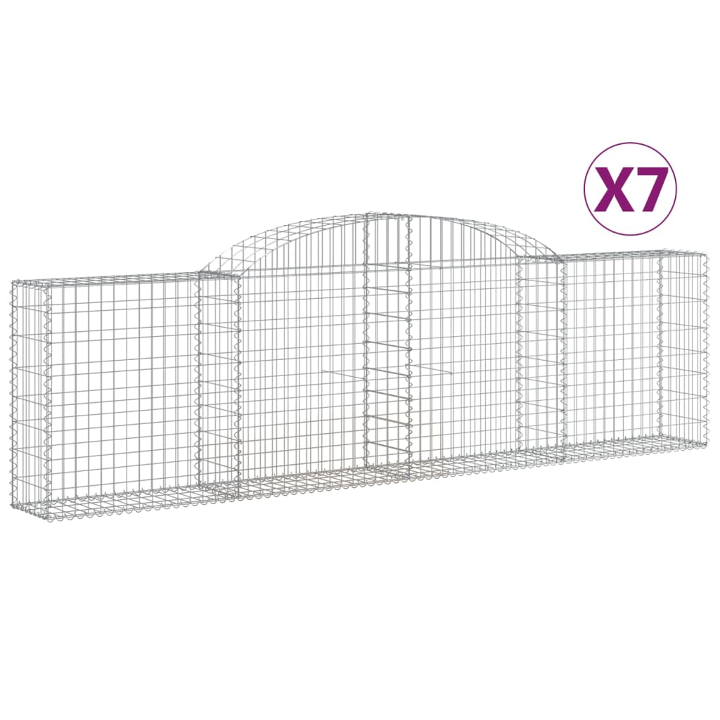 vidaXL Obokane gabion košare 7 kosov 300x30x80/100 cm cinkano železo