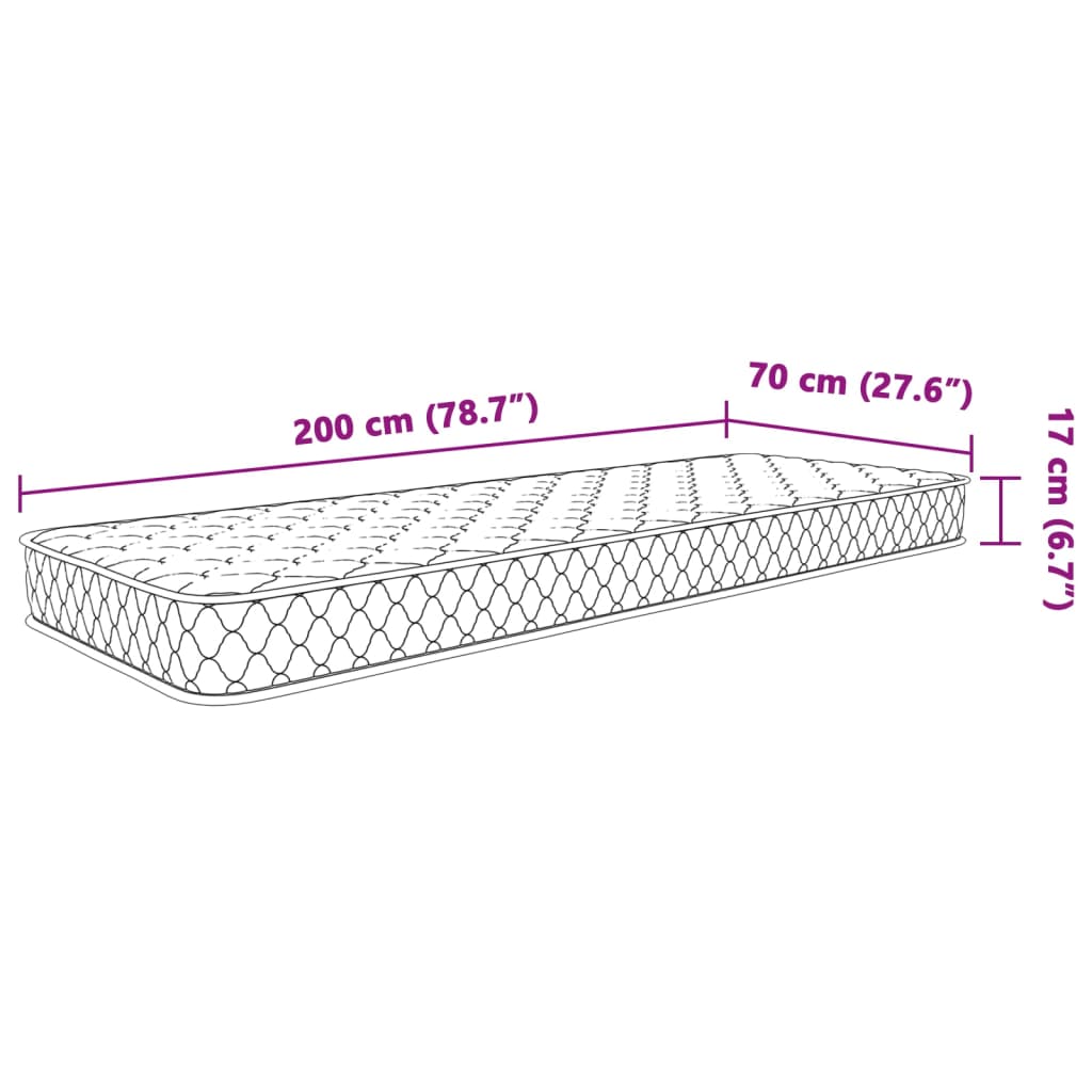 vidaXL Vzmetnica s spominsko peno bela 70x200x17 cm