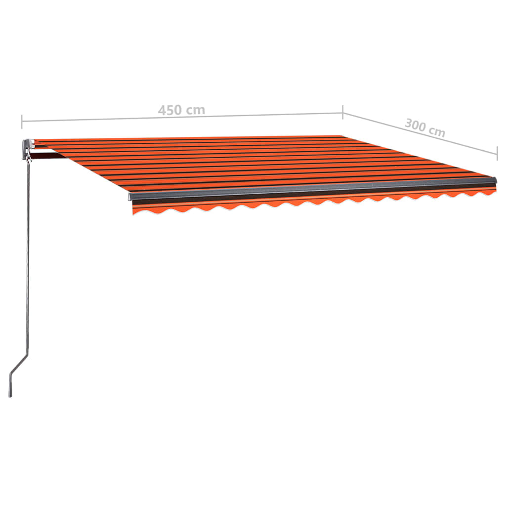 vidaXL Avtomatska tenda LED + senzor 450x300 cm oranžna/rjava