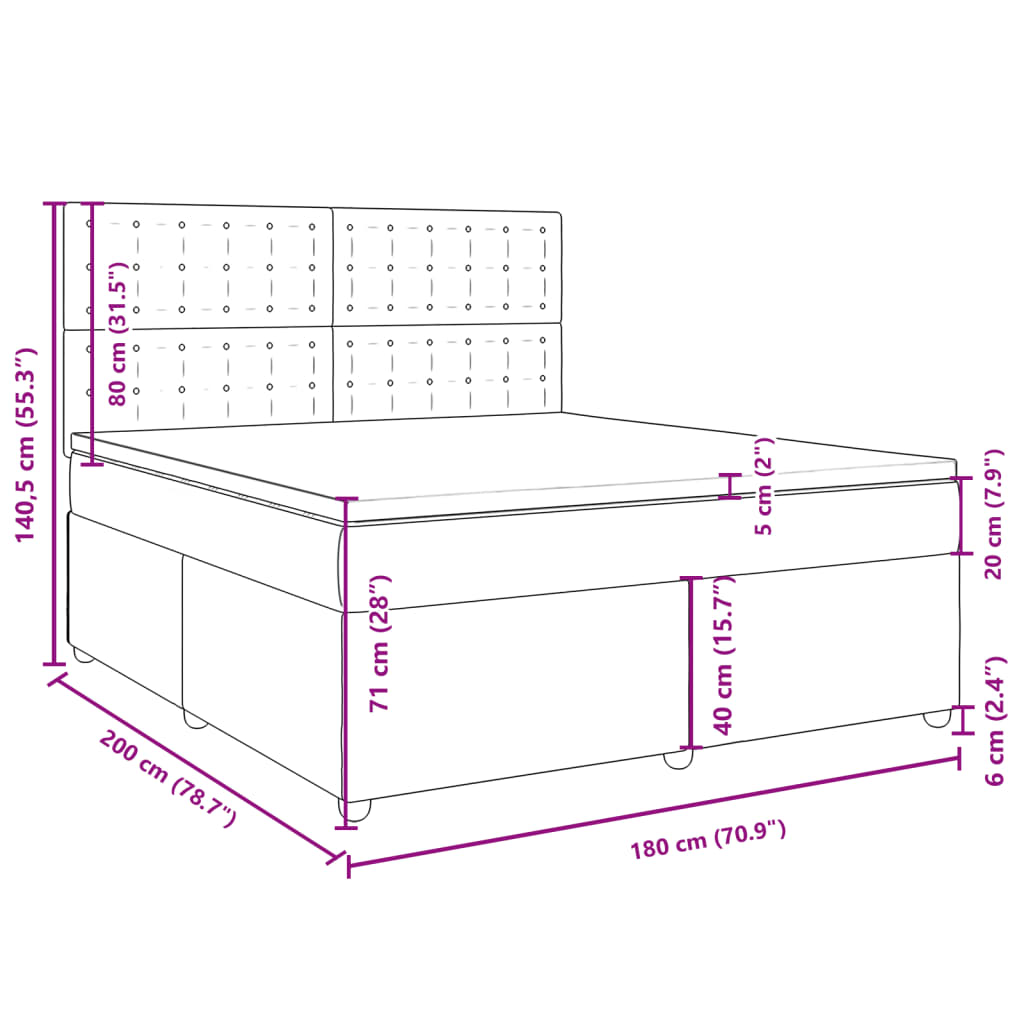 vidaXL Box spring postelja z vzmetnico modra 180x200 cm blago