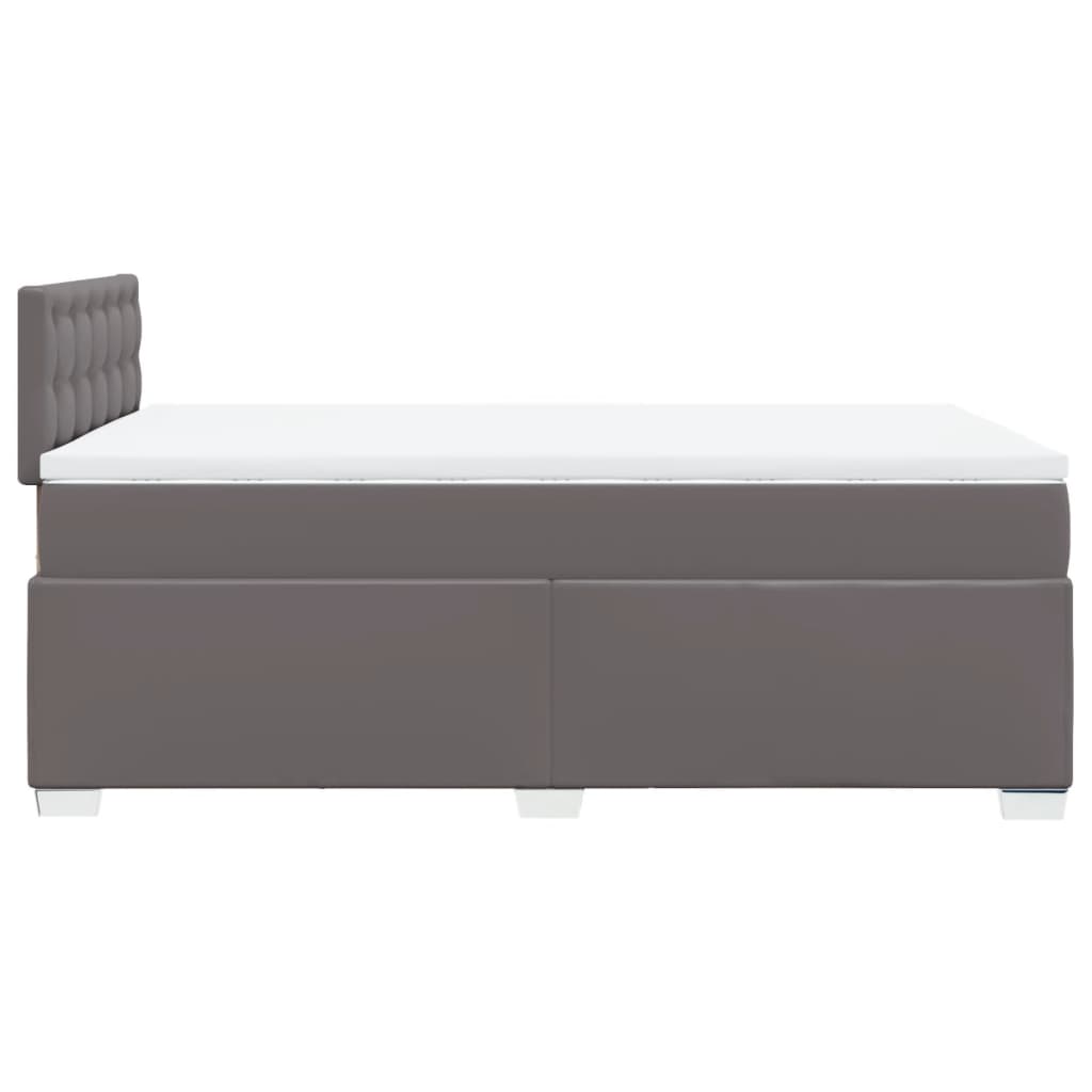 vidaXL Box spring postelja z vzmetnico siva 120x190 cm umetno usnje