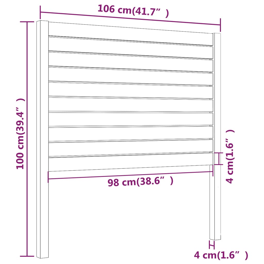 vidaXL Posteljno vzglavje medeno rjavo 106x4x100 cm trdna borovina