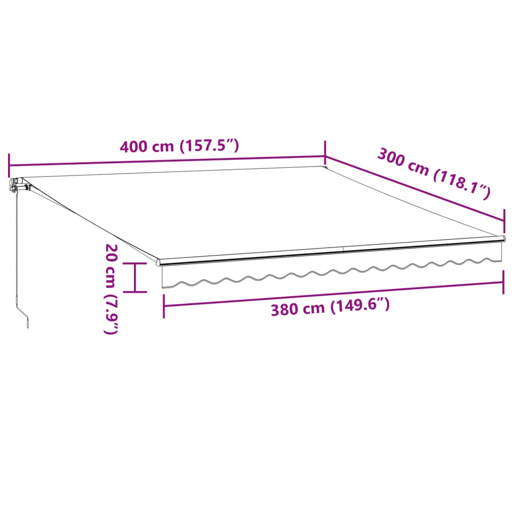 vidaXL Ročno zložljiva tenda z LED bordo 400x300 cm