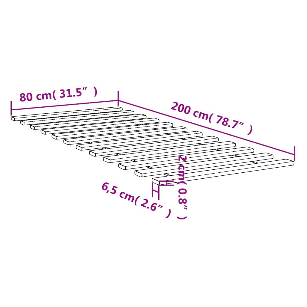 vidaXL Posteljne letve 80x200 cm trdna borovina