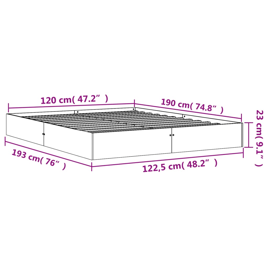 vidaXL Posteljni okvir brez vzmetnice voščeno rjav 120x190 cm borovina