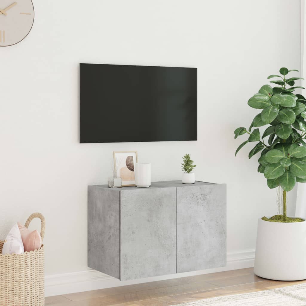 vidaXL Stenska TV omarica z LED lučkami betonsko siva 60x35x41 cm