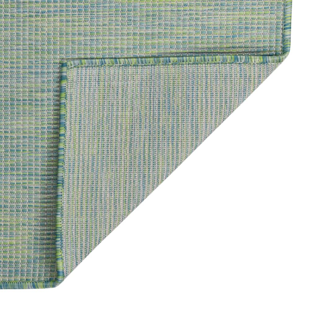 vidaXL Zunanja preproga ploščato tkanje 140x200 cm turkizna