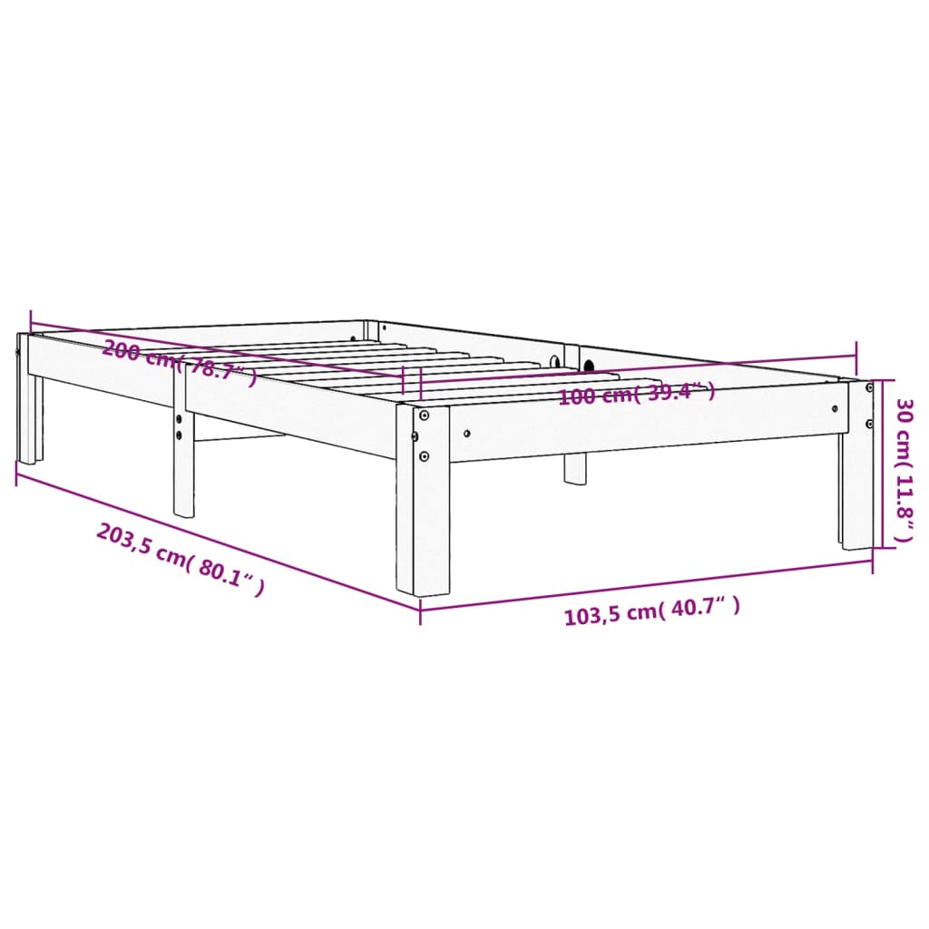 vidaXL Posteljni okvir brez vzmetnice voščeno rjav 100x200 cm borovina