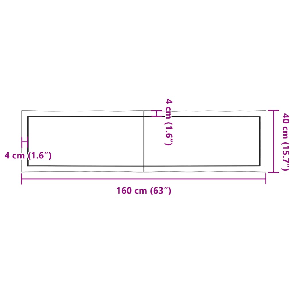 vidaXL Mizna plošča 160x40x(2-4) cm neobdelana hrastovina naraven rob