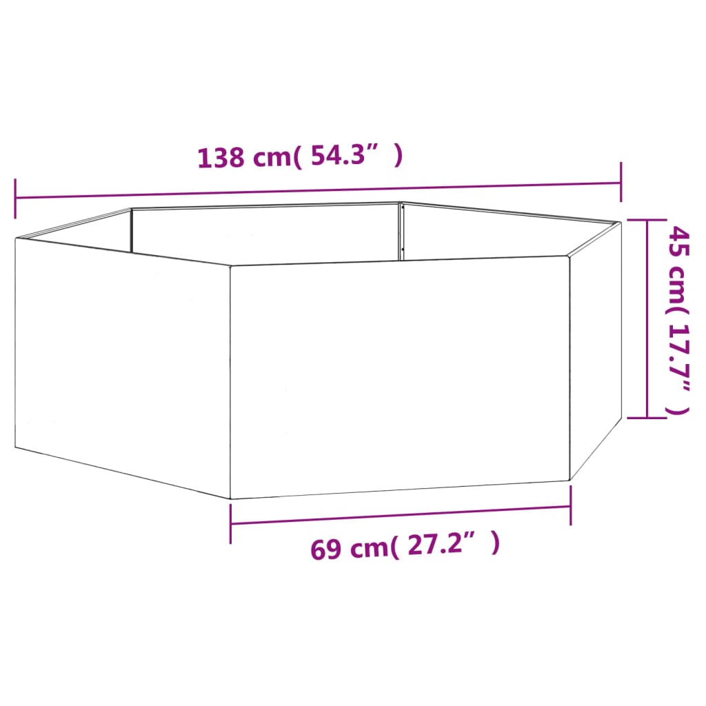 vidaXL Cvetlično korito zarjavelo 138x120x45 cm corten jeklo