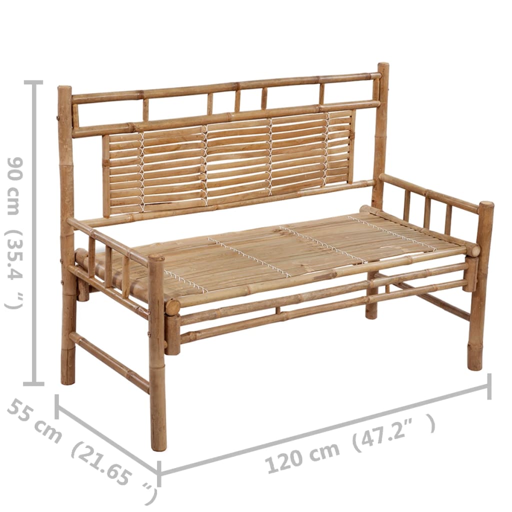 vidaXL Vrtna klop z blazino 120 cm bambus